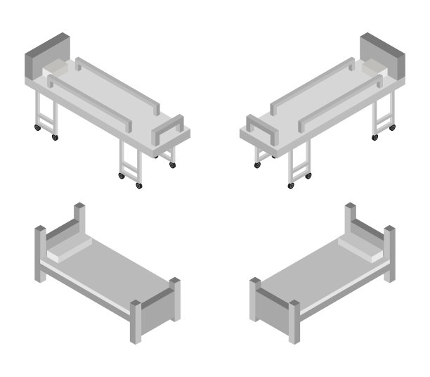 白色背景下的等距病床图片下载