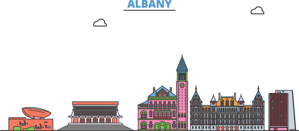 美国奥尔巴尼线城市景观平坦图片下载