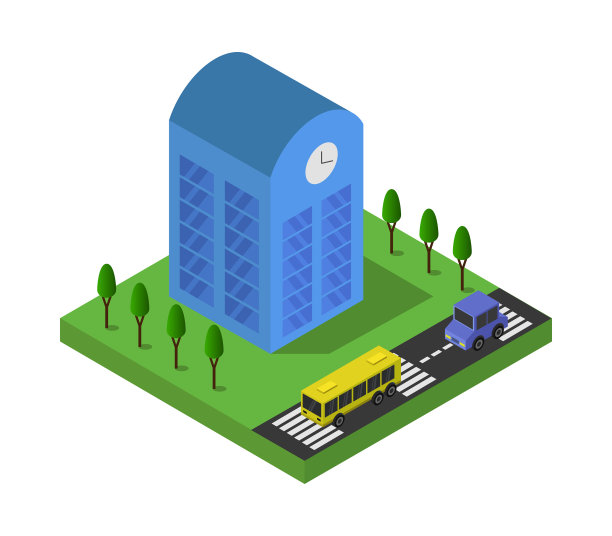 白色背景下的等距学校图片下载