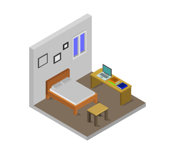 白色背景上的等距卧室图片下载