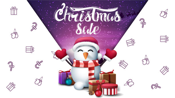 圣诞节打折白色横幅配线图片下载