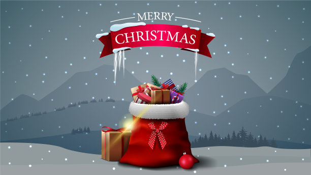 带红色丝带的圣诞贺卡图片下载