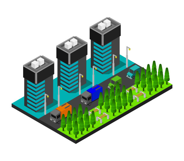 在白色背景上的等距城市图片下载