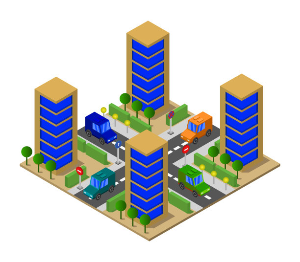 在白色背景上的等距城市图片下载