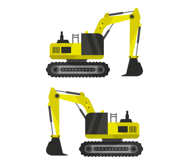 挖掘机在白色背景上图片下载