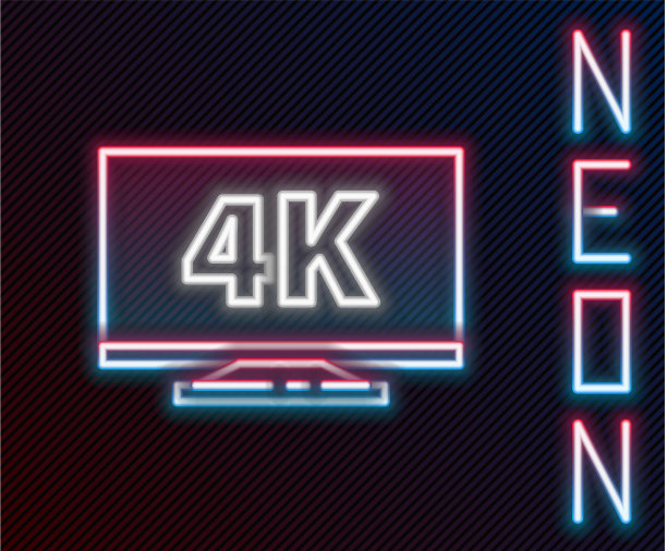 发光的霓虹灯线屏幕电视4k超高清视频图片下载