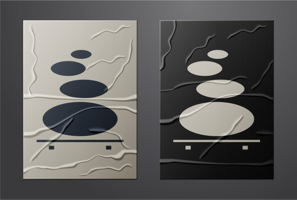 白色堆栈热石头图标孤立在皱巴巴图片下载