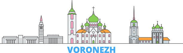 俄罗斯沃罗涅日线城市景观平坦图片下载