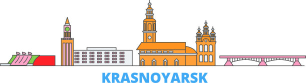 俄罗斯克拉斯诺亚尔斯克线城市景观平坦图片下载