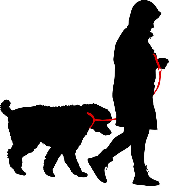 白色背景上的女人和狗的剪影图片下载