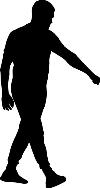 一个行人在白色背景上的剪影图片下载