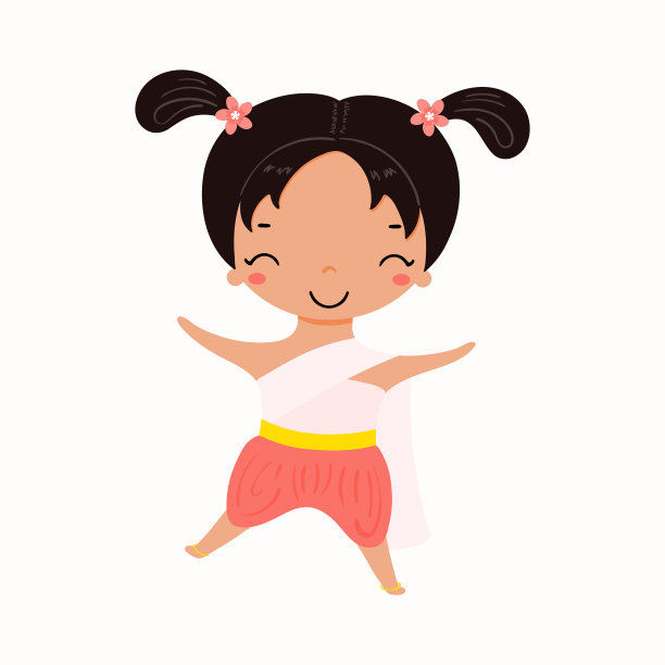 穿着泰国传统服装的可爱女孩图片下载