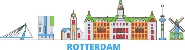 荷兰鹿特丹线城市景观平坦图片下载