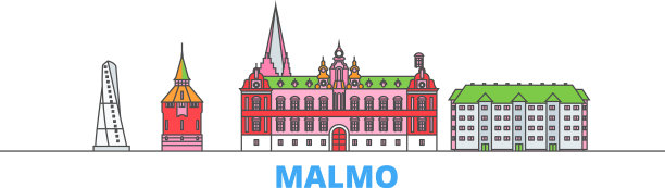 瑞典马尔默线城市景观平坦旅游图片下载