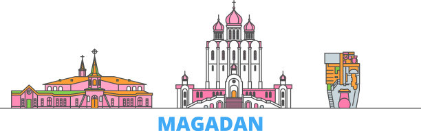 俄罗斯马加丹线城市景观平坦图片下载