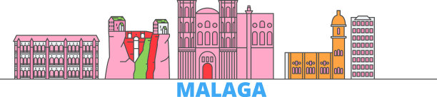 西班牙马拉加线城市景观平坦旅行图片下载