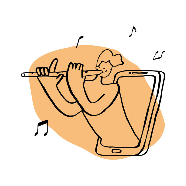 一个男人在电话笛子里吹笛子图片下载