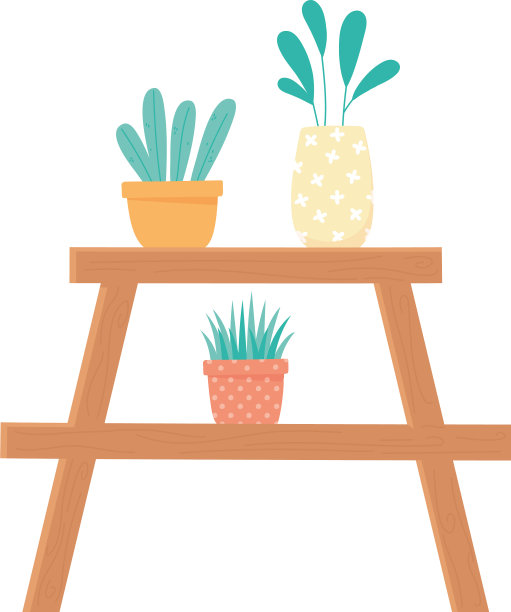 家庭园艺架子上有植物和花卉图片下载