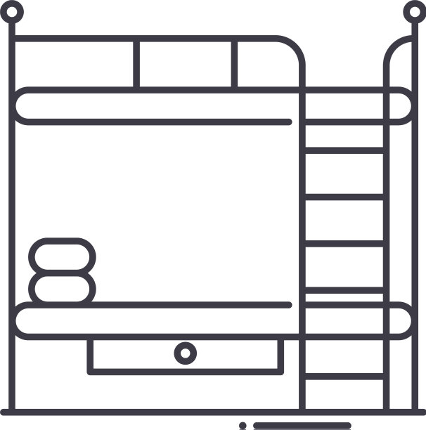 两个水平床图标线性隔离图片下载