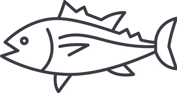 金枪鱼图标线性孤立细线图片下载