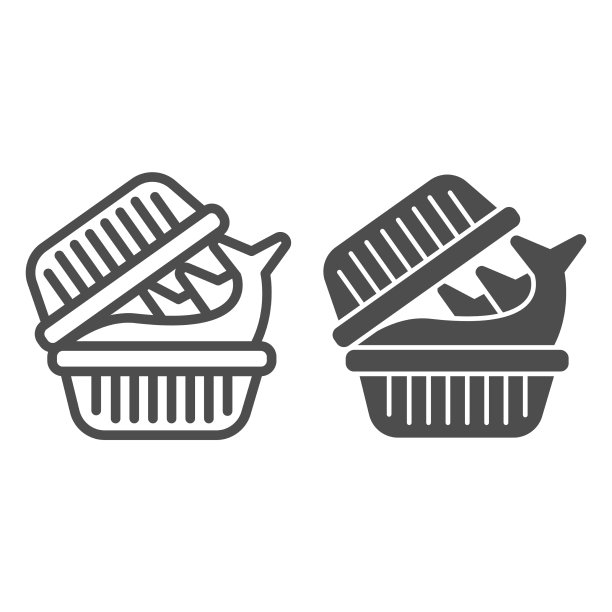 鱼在塑料盒线和固体图标鱼图片下载