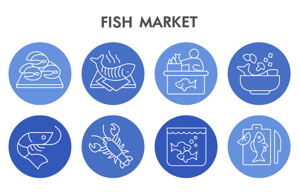 现代鱼市信息图形设计模板图片下载