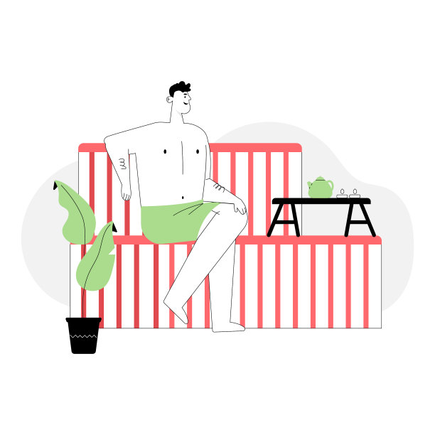 男人坐在蒸汽房里的长椅上洗澡图片下载