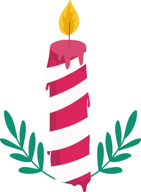 用树叶装饰的圣诞蜡烛图片下载