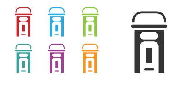 黑色伦敦电话亭图标孤立在白色图片下载