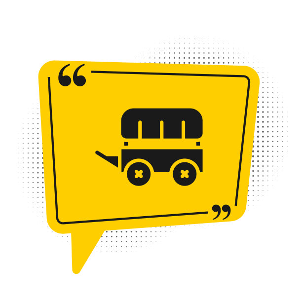 黑色狂野西部篷车图标孤立图片下载