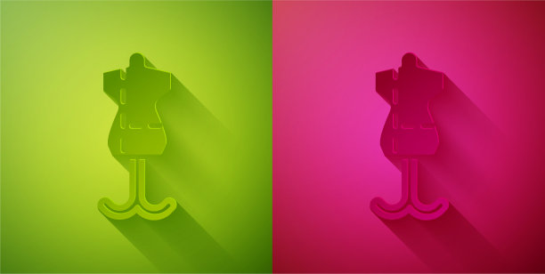 剪纸人体模型图标孤立在绿色和图片下载