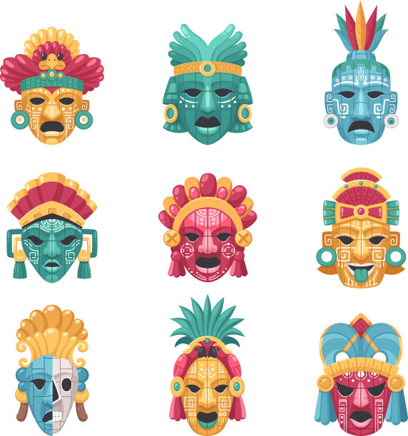 玛雅文明图标集图片下载