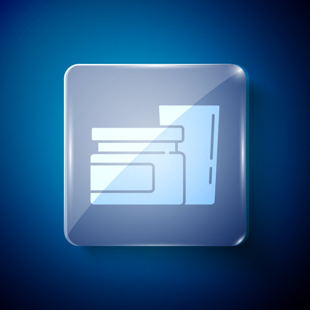 白色食物图标孤立在蓝色背景图片下载