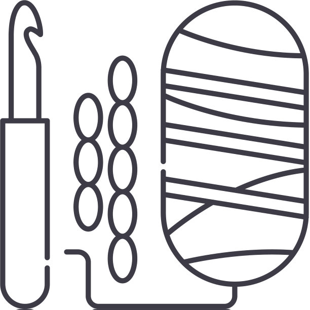 钩针与纱线图标线形隔离图片下载