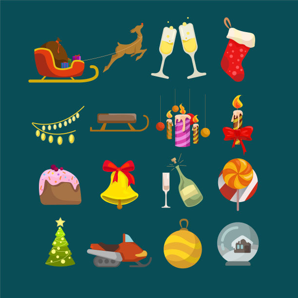 圣诞图标设置节日物品收集图片下载