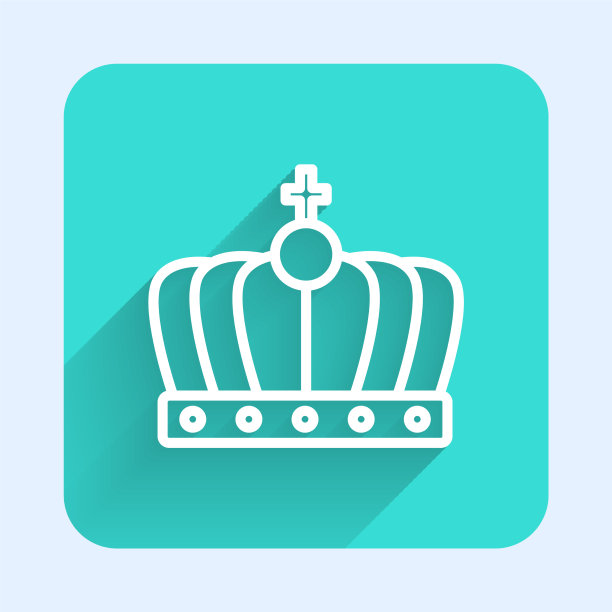 白线王冠图标与长隔离图片下载