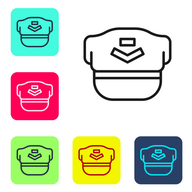 黑色线领航帽图标孤立在白色图片下载