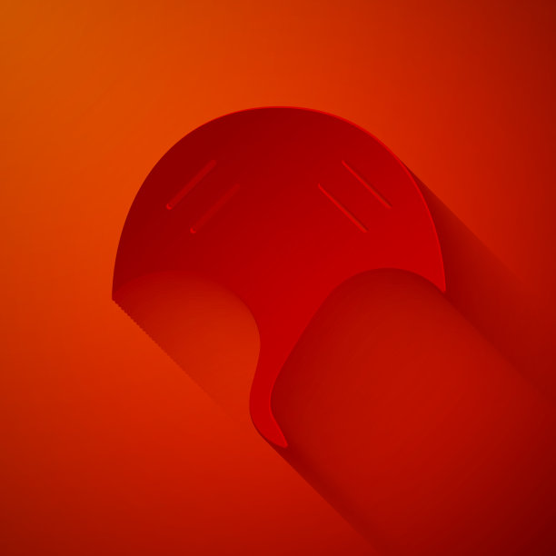 剪纸黄貂鱼图标孤立在红色背景图片下载