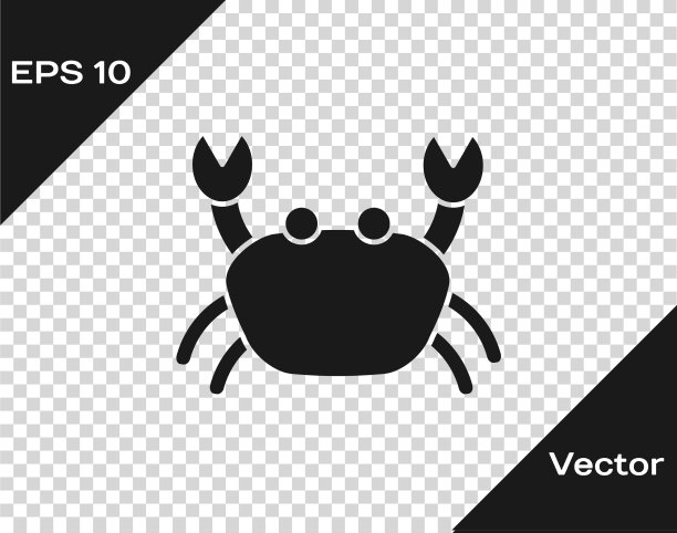 黑蟹图标孤立在透明的背景图片下载