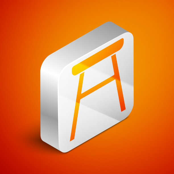 等距椅子图标孤立在橙色背景图片下载