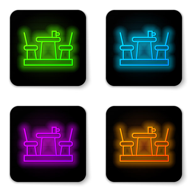 霓虹灯线法国咖啡馆图标孤立图片下载