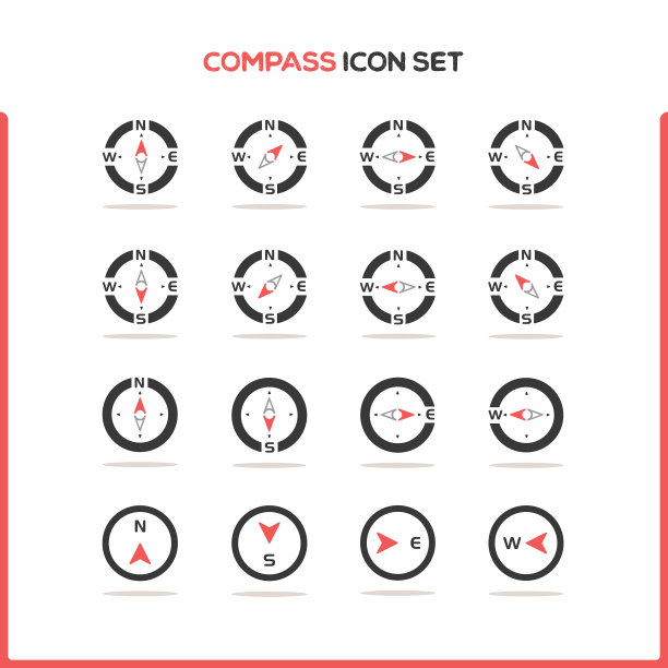 指南针图标设置颜色图标设置与圆形阴影图片下载