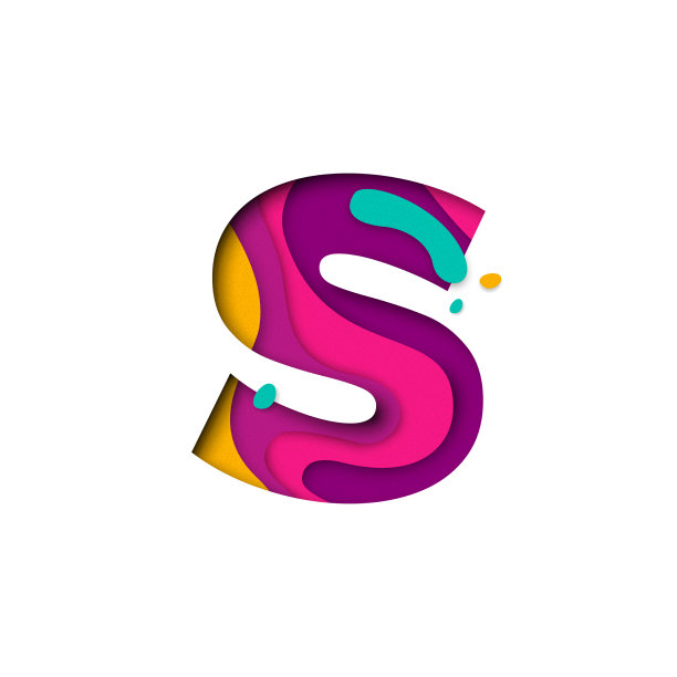 剪纸字母的现实三维多层图片下载