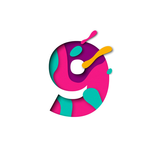 剪纸数字9 9字母逼真的3d多图片下载