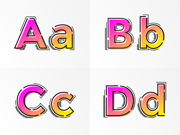 字母表设置字母ab c d字体渐变颜色图片下载