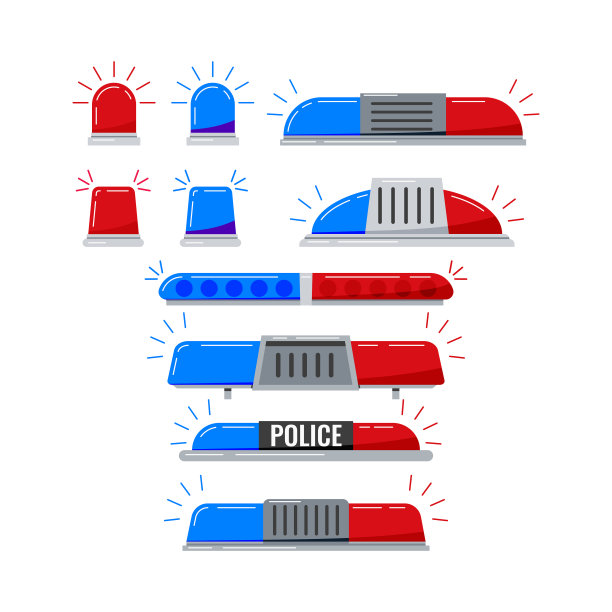 警车的闪光灯图标设置孤立图片下载