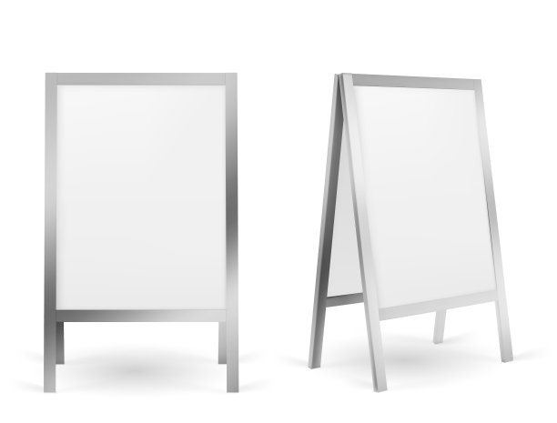 人行道指示牌空白人行道广告摊图片下载