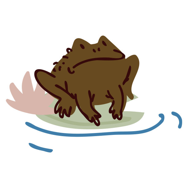 可爱的卡通青蛙在池塘百合花线艺术图片下载