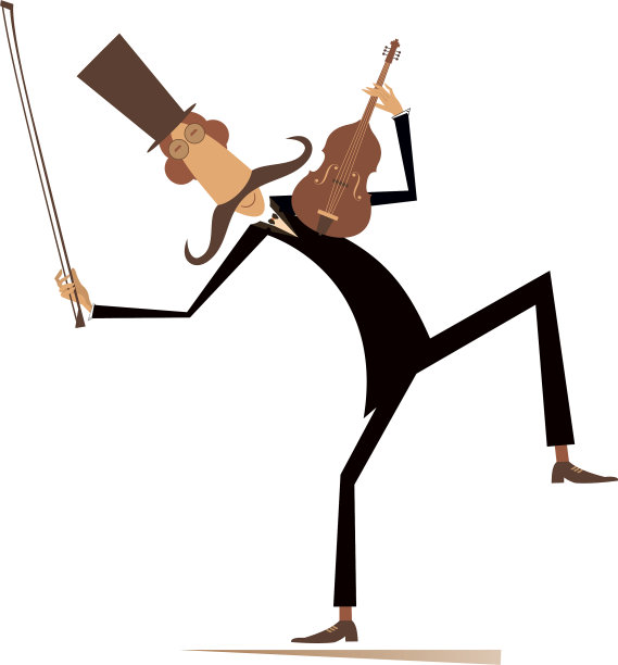 卡通长胡子小提琴家图片下载