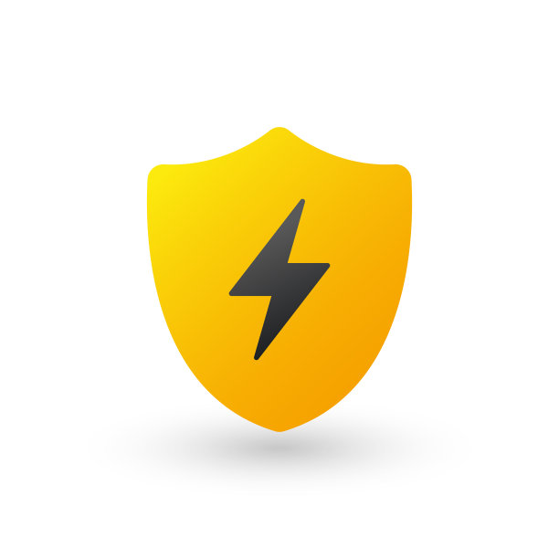 螺栓闪电和盾牌图标保护符号图片下载